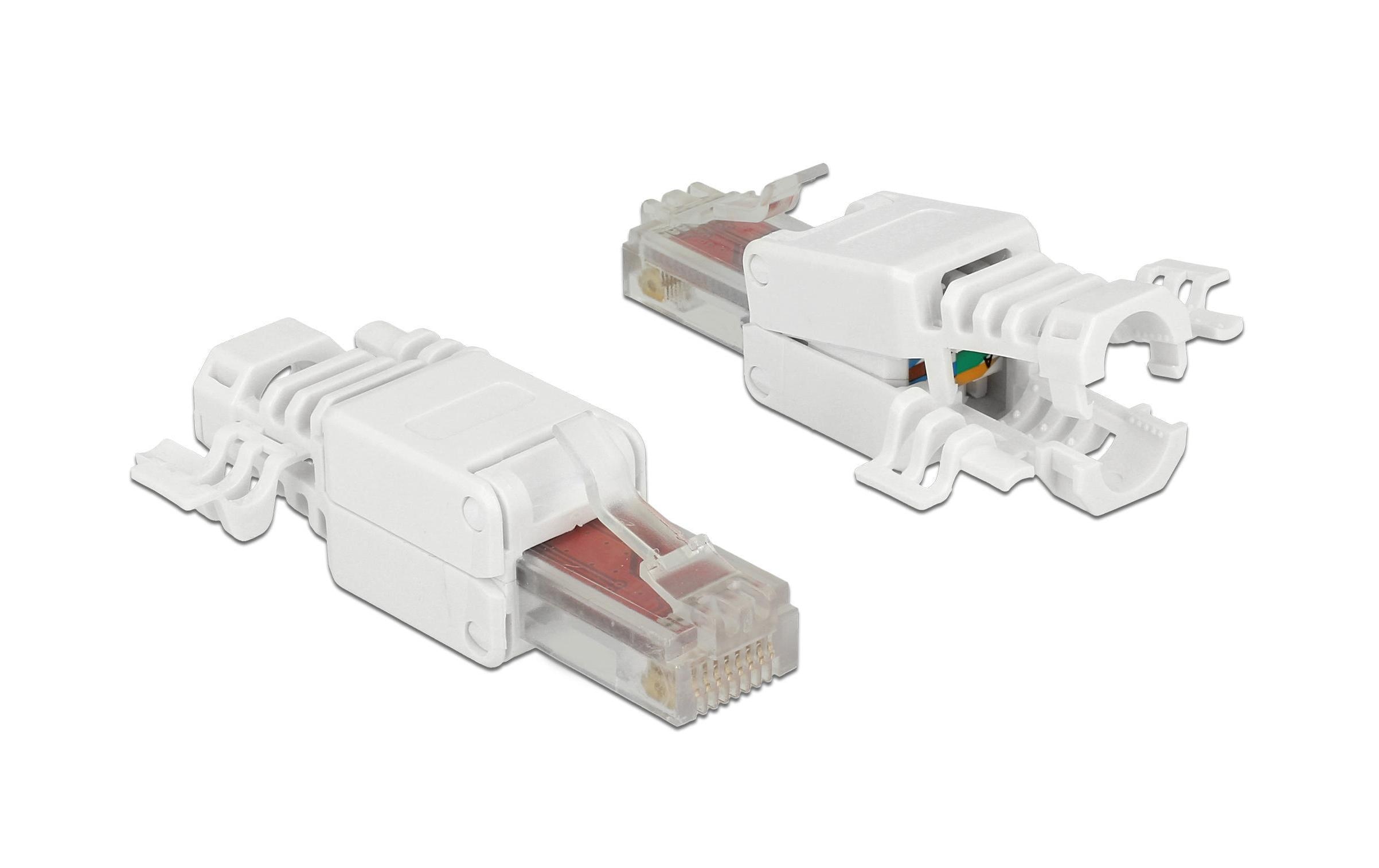 Stecker RJ45 Cat.6 UTP 2 Stück, WeissDelock RJ45 Stecker Cat.6 UTP werkzeugfrei 2 Stück