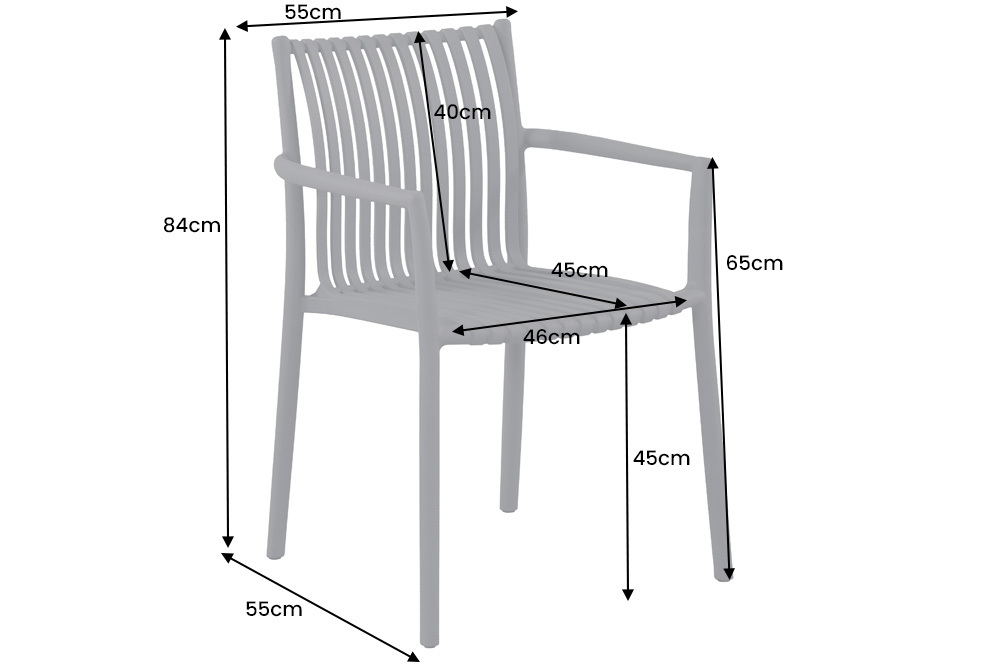 In- und Outdoor Stuhl STUDIO ITALIA anthrazit stapelbar wetterfest Gartenstuhl