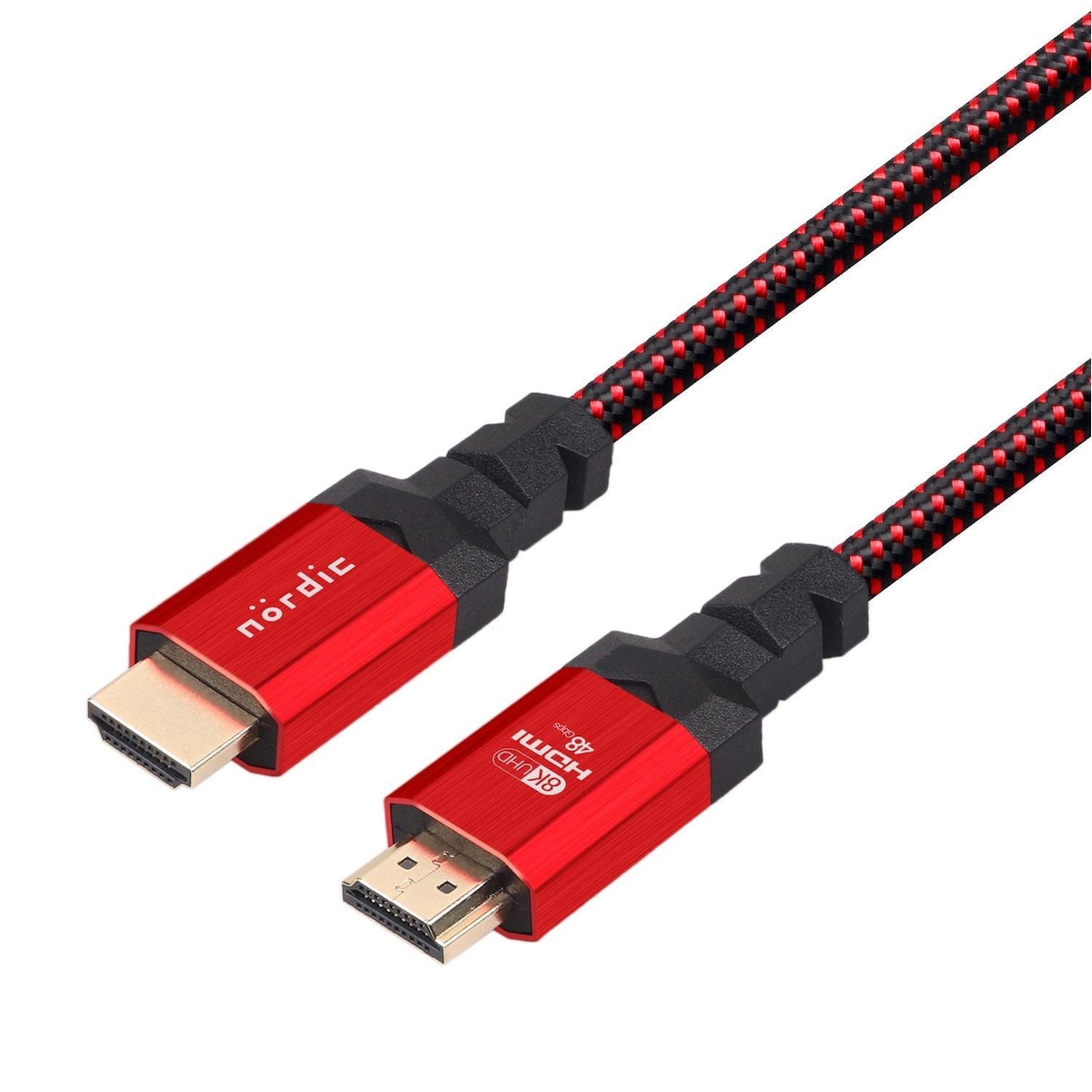 NÖRDIC sertifisert kabler sertifisert 5m ultra høyhastighets HDMI 2.1 8k 60hz 4k 120Hz 48Gbps Dynamic HDR Earc VRR Nylon flettet kabel gullbelagt