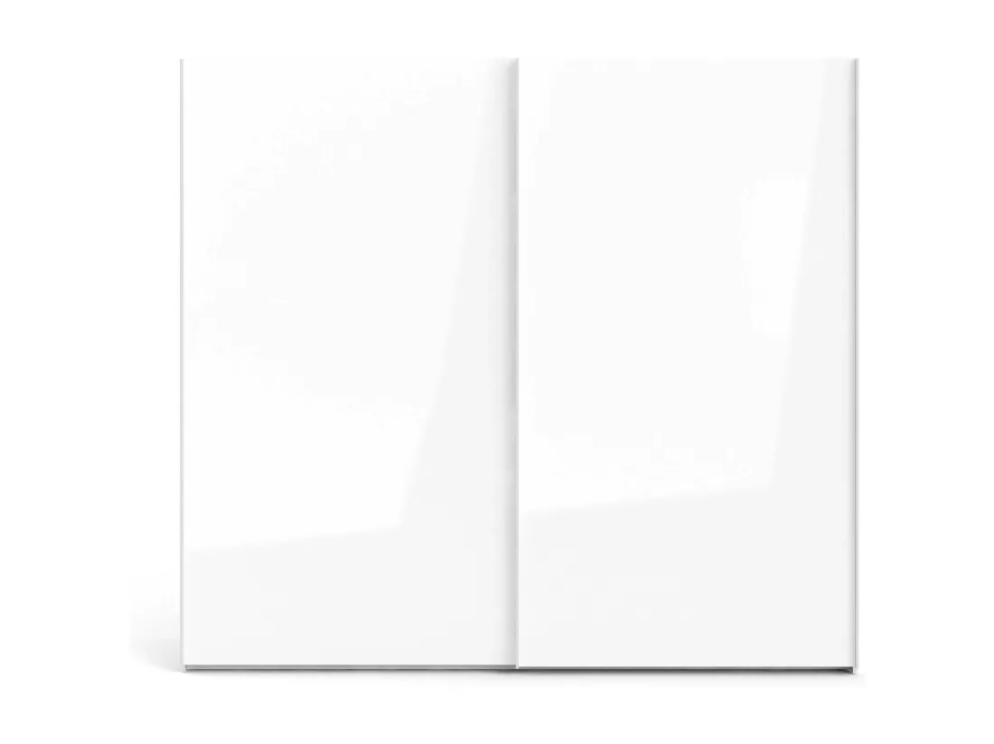 Garde-robe 2 portes Badesse, Meubles de chambre, Penderie de plain-pied, Placard à vêtements, 243x61 h220 cm, Blanc brillant