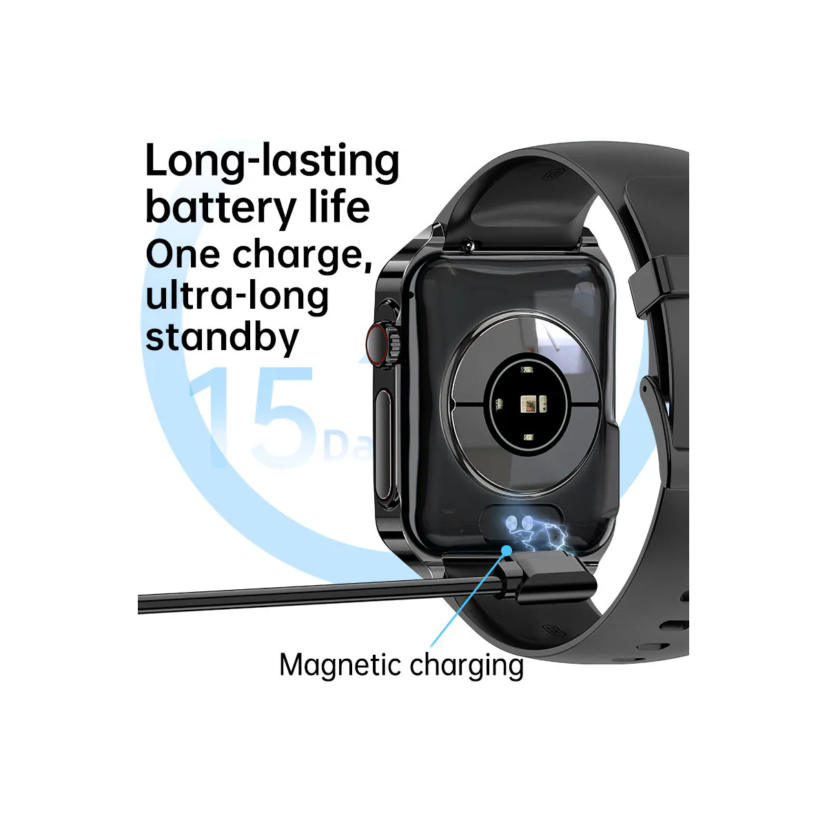 Smartklokke med EKG-hjerteovervåking/Bluetooth-ringing/Bluetooth-musikk Sort