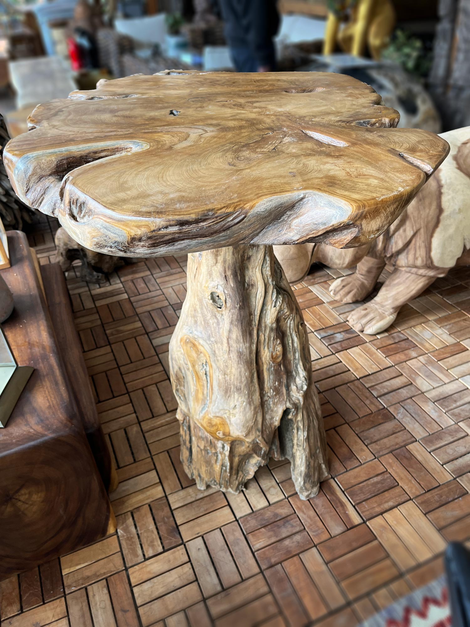Wurzelholz-Bartisch 'Primitive', Teak natur, H 106 cm, B 90 cm, L 80 cm von fischer's lagerhaus