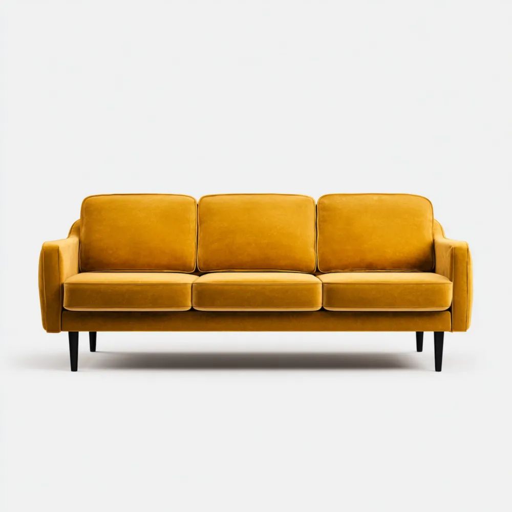 3-Sitzer-Sofa Samt 200x90x85 cm - Senfgelb - Skandinavisches Design
