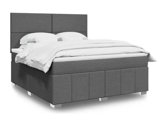 Sommier à lattes de lit avec matelas Gris foncé 180x200cm Tissu