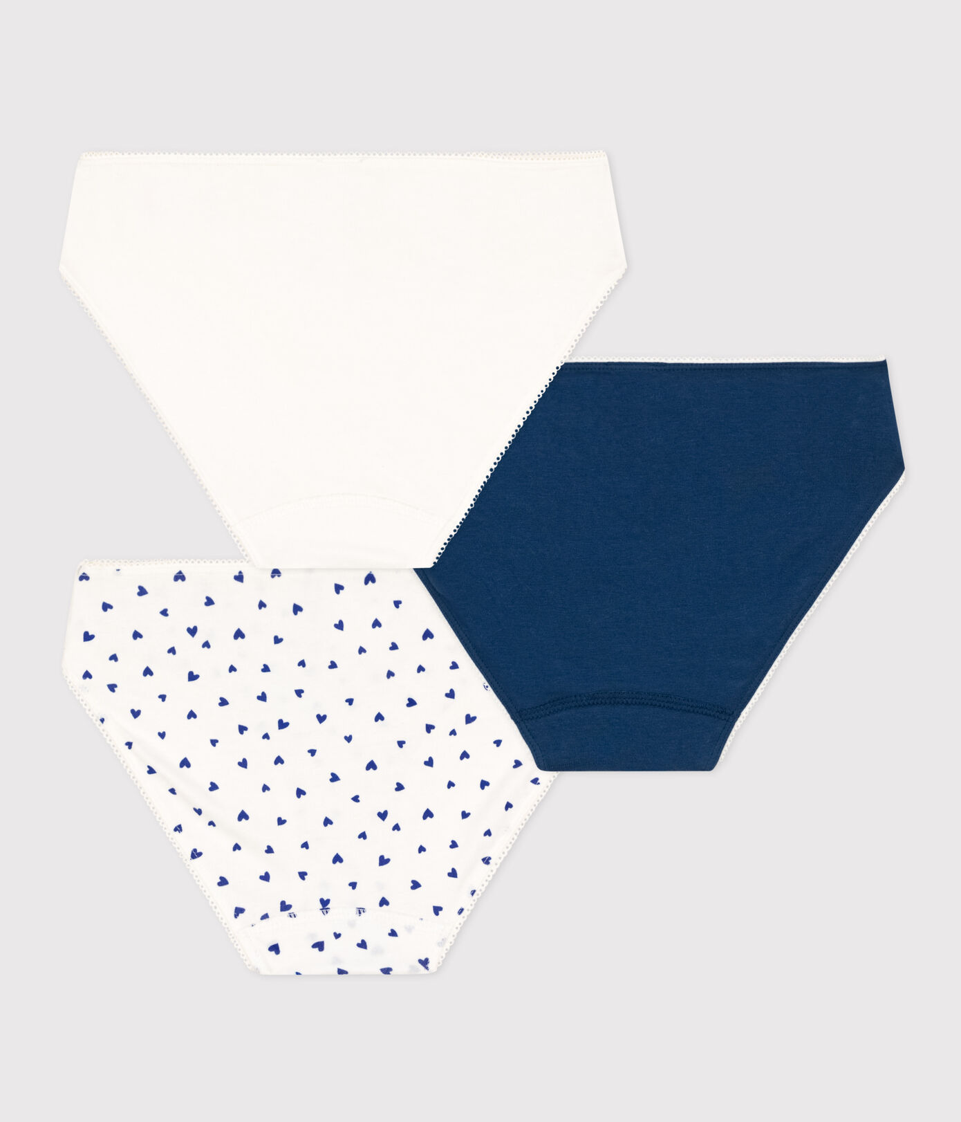 Lot de 3 culottes cœur en coton et élasthanne fille