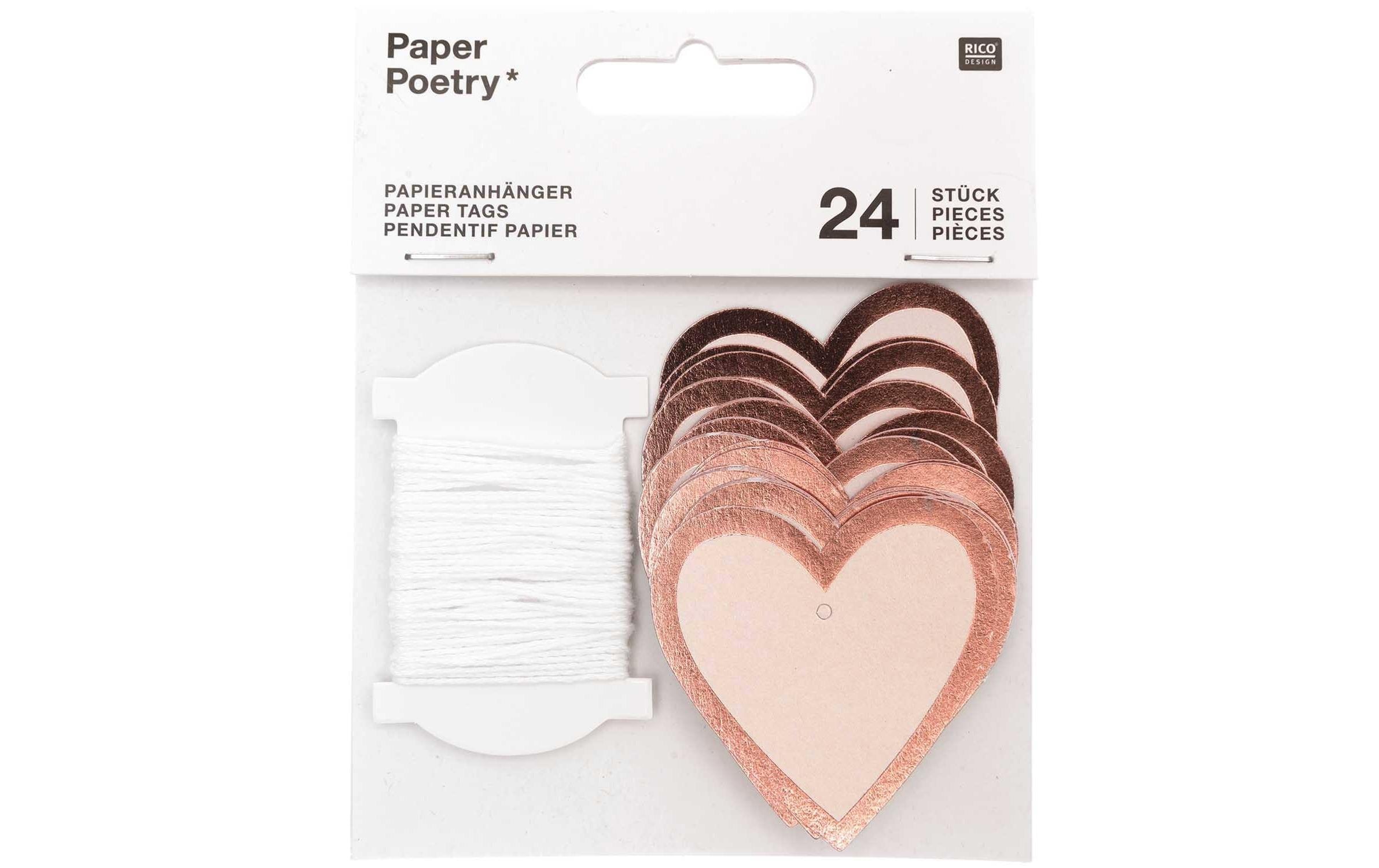 Geschenkanhänger Herz 24 Stück, RosaPapieranhänger für besondere Momente