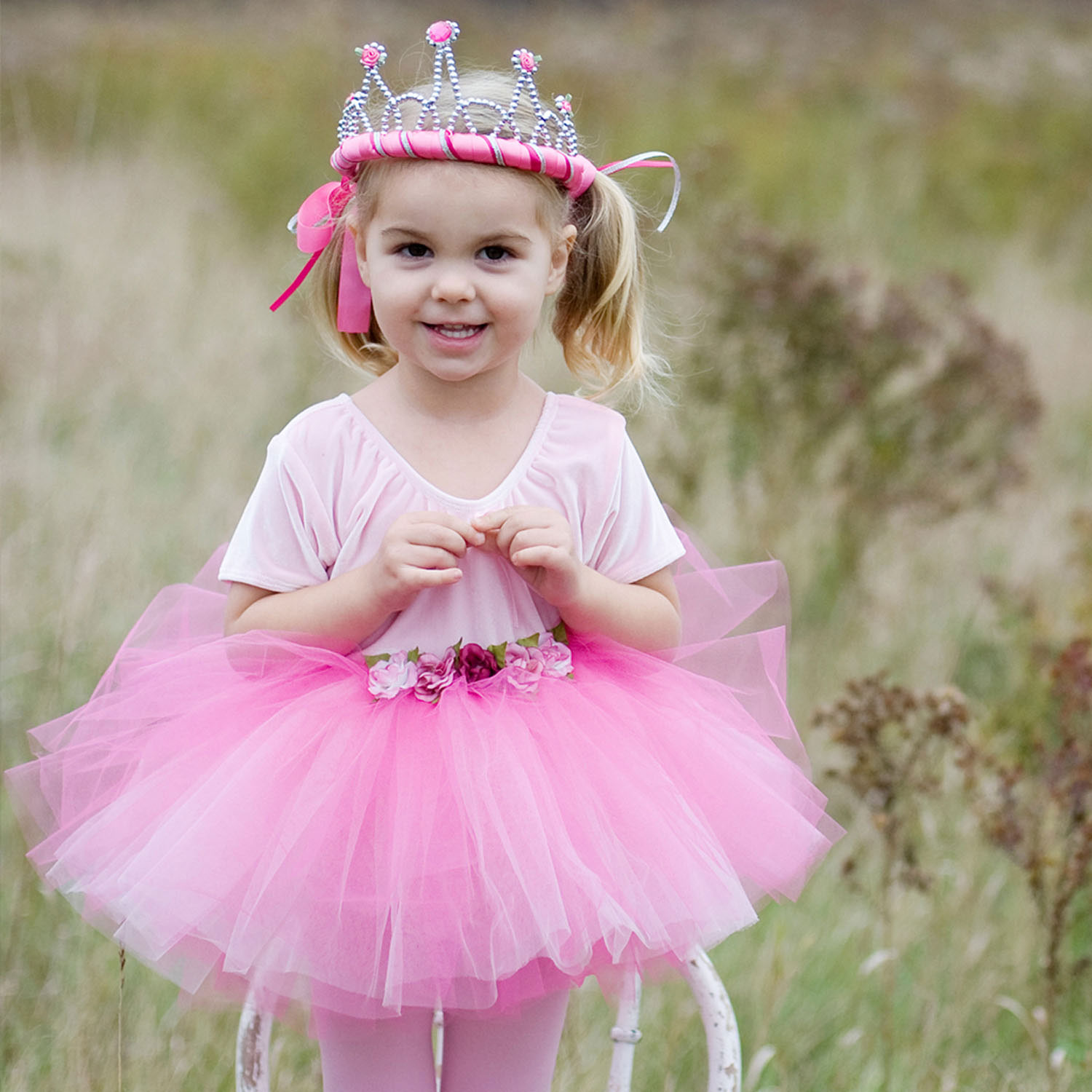 Tutu Roze met Bloemen, 4-6 jaar