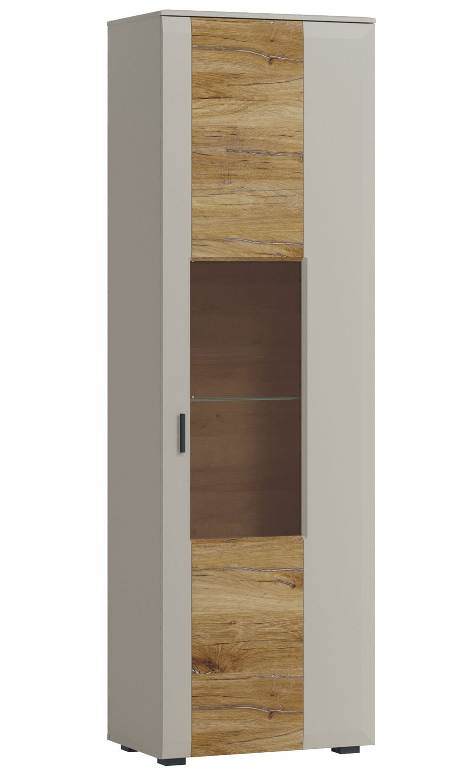 Vitrine ROMY II 65 x 206,5 cm Eiche grau/ braun