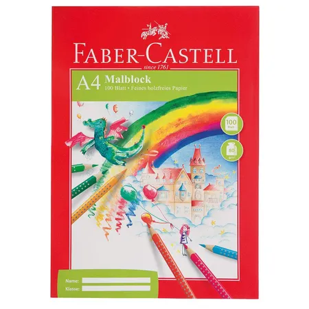 Faber-Castell Malblock, DIN A4 Rote Linie, 100 Blatt