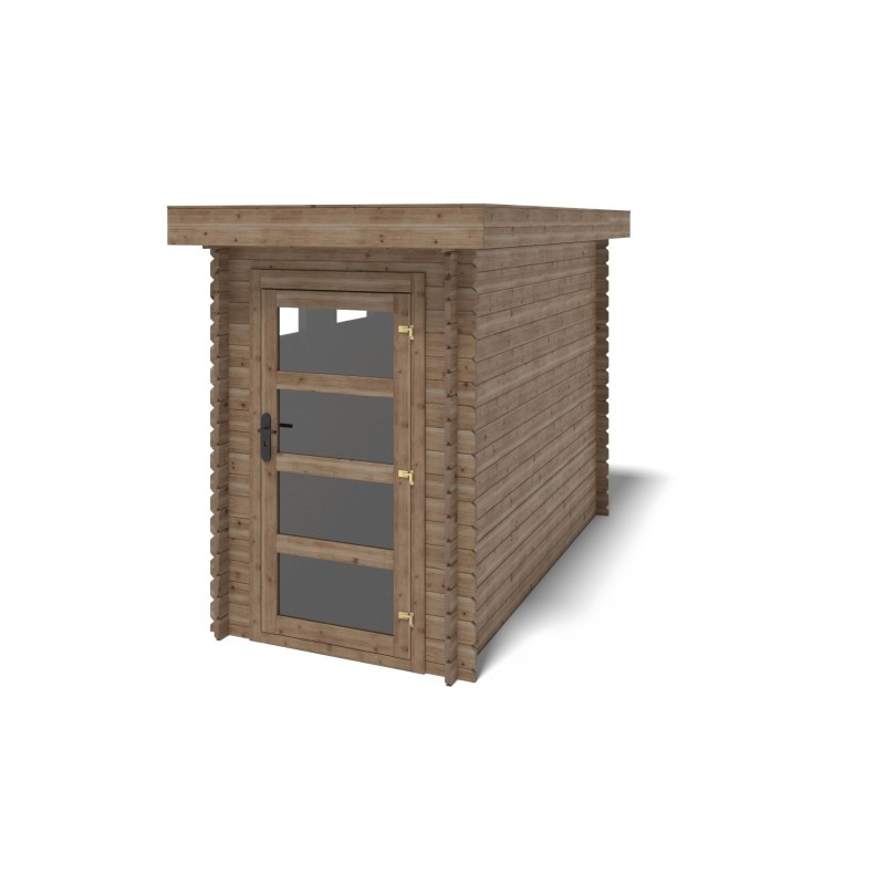 Abri de jardin en bois - 16m2 - 5,50x3m - traité - ep. 28mm - couleur: marron