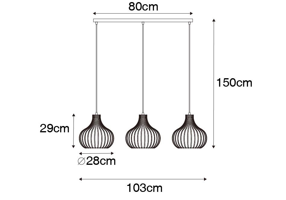 Moderne hanglamp bruin langwerpig 3-lichts - Saffira