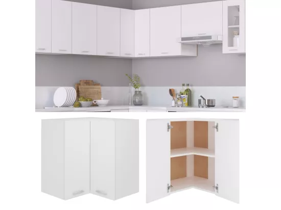 Armoire d'angle suspendue Blanc 57x57x60