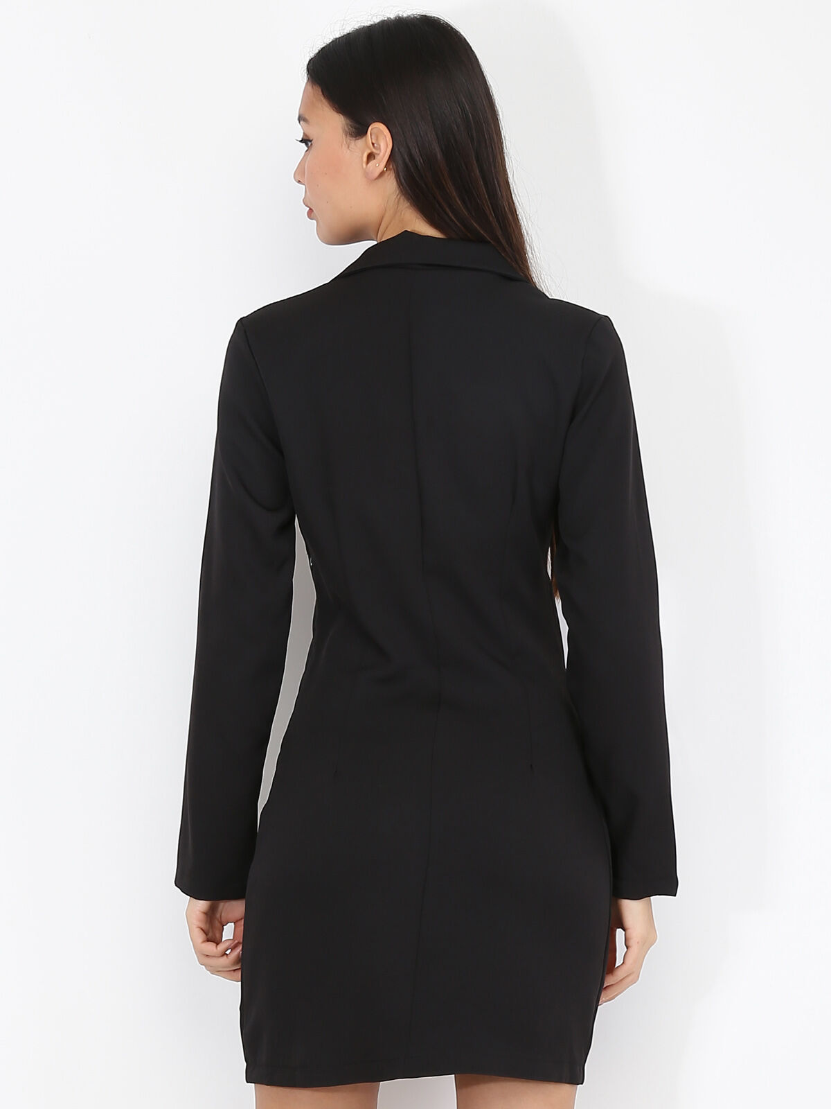 Robe portefeuille à boutons officiers- Noir
