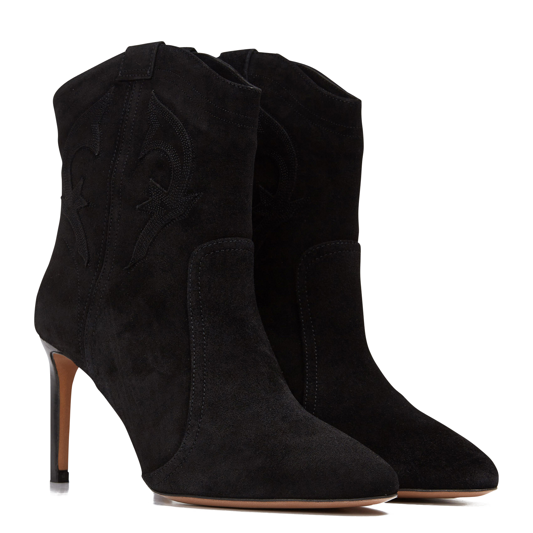 CAITLIN - Bottines à talons aiguilles en cuir | Noir