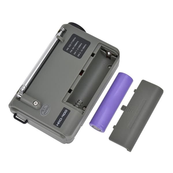 Bærbar radio LED lommelykt 2000mAh batteri SOS håndsveiv soldrevet