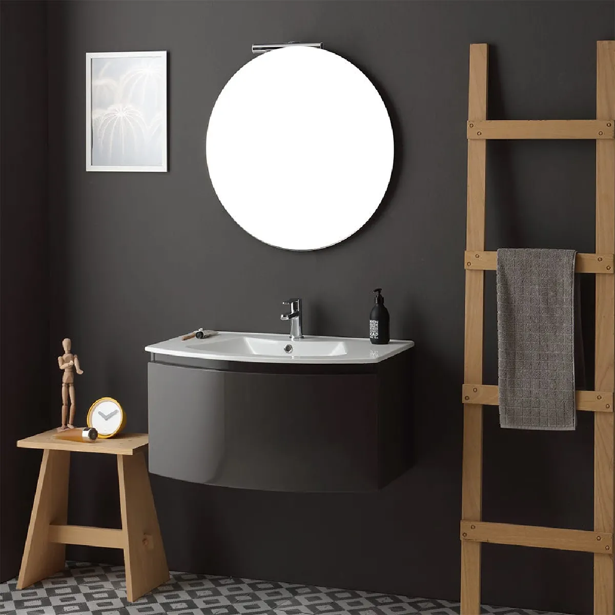 Kiamami Valentina Armoire Riva - Gris Anthracite