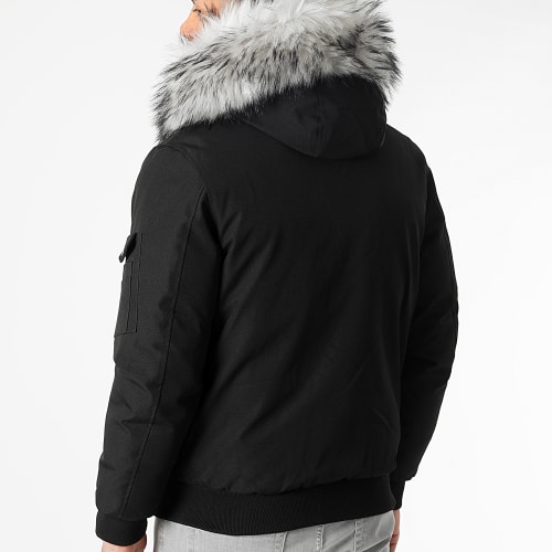 Parka Courte Platinium Avec Fourrure Grise 0041 Noir