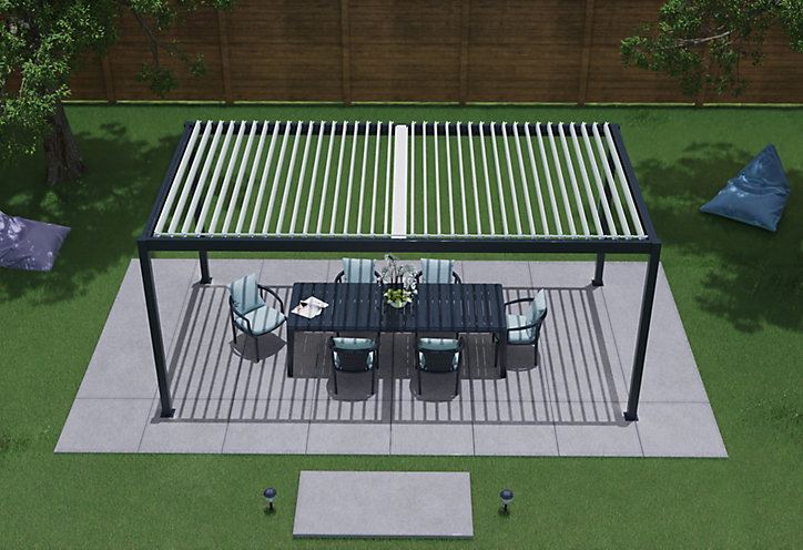 Pergola manuelle bioclimatique autoportante aluminium Cameo 5,84 x 3,14 m