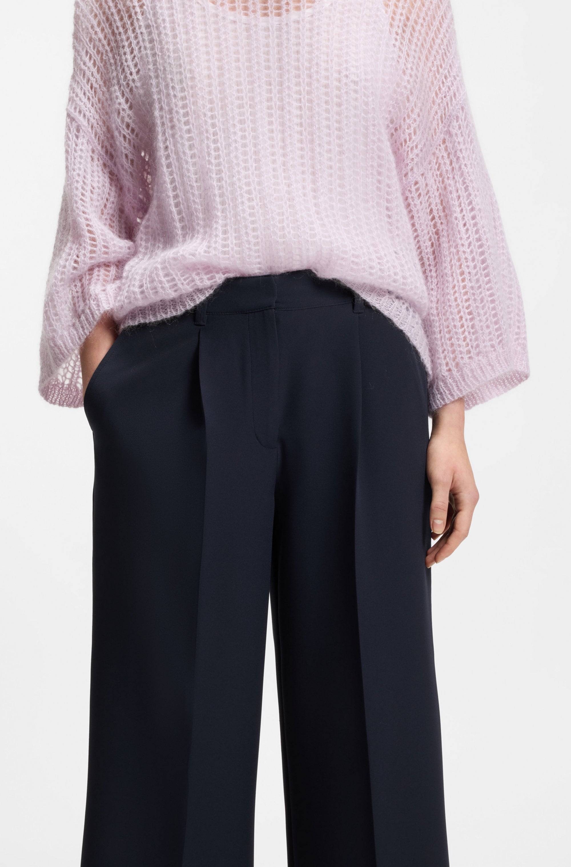 BOSS ORANGE Anzughose »Tiwi Premium Damenmode«  Wide Leg mit Bügelfalte