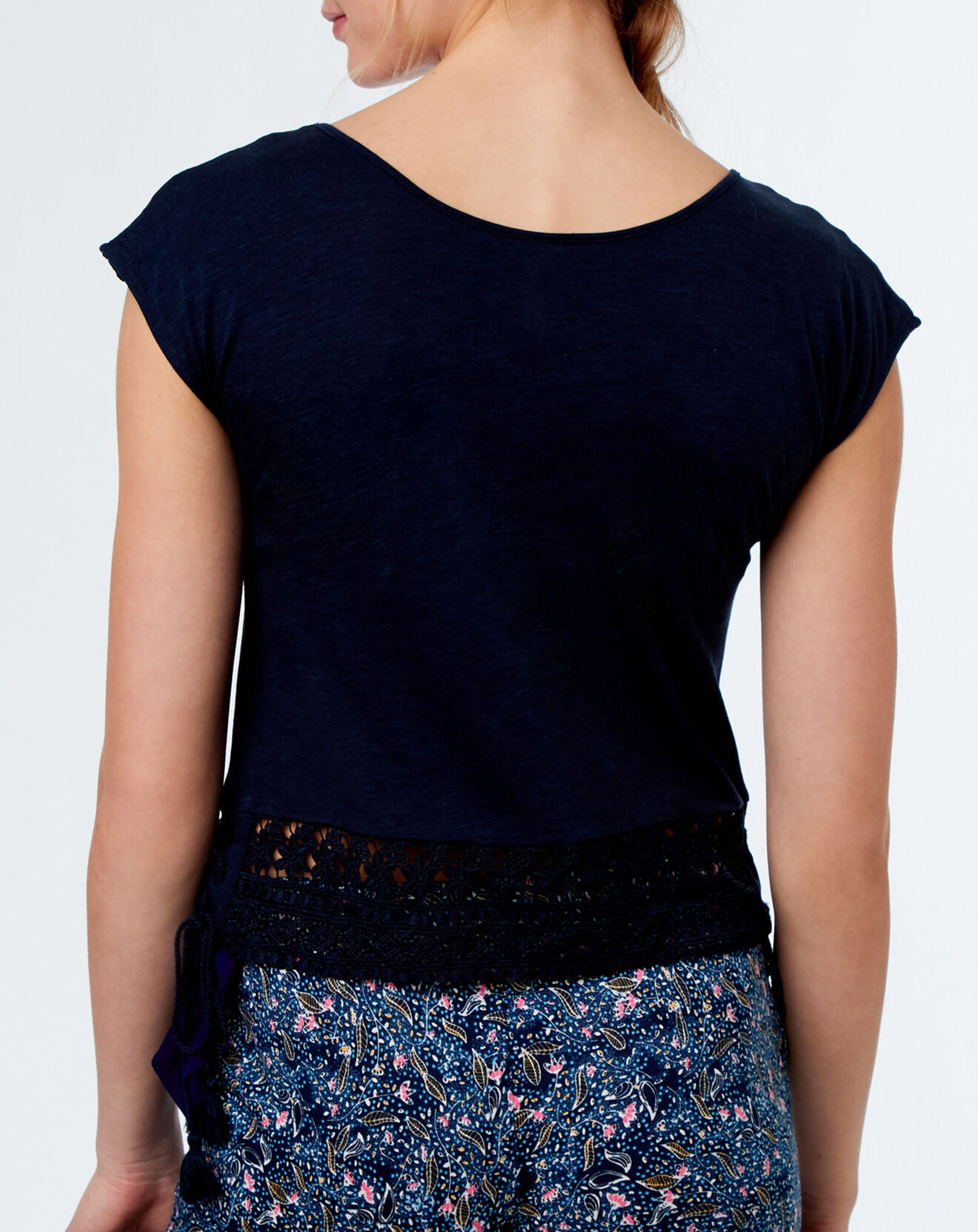Etam Haut de pyjama Felicy avec dentelle marine