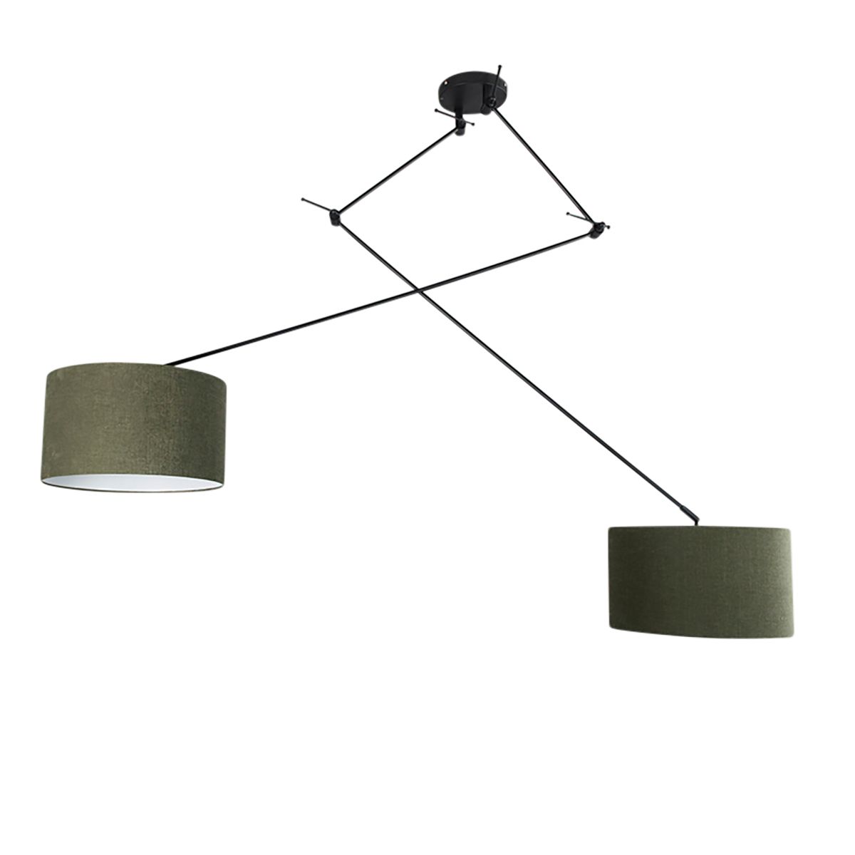 Smart hanglamp zwart met kap 35 cm groen incl. 2 Wifi A60 - Blitz