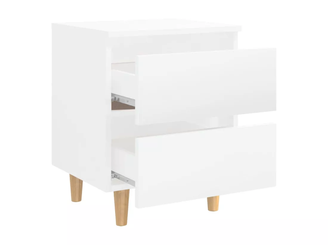 Tables de chevet pieds en pin 2 pcs blanc brillant 40x35x50 cm