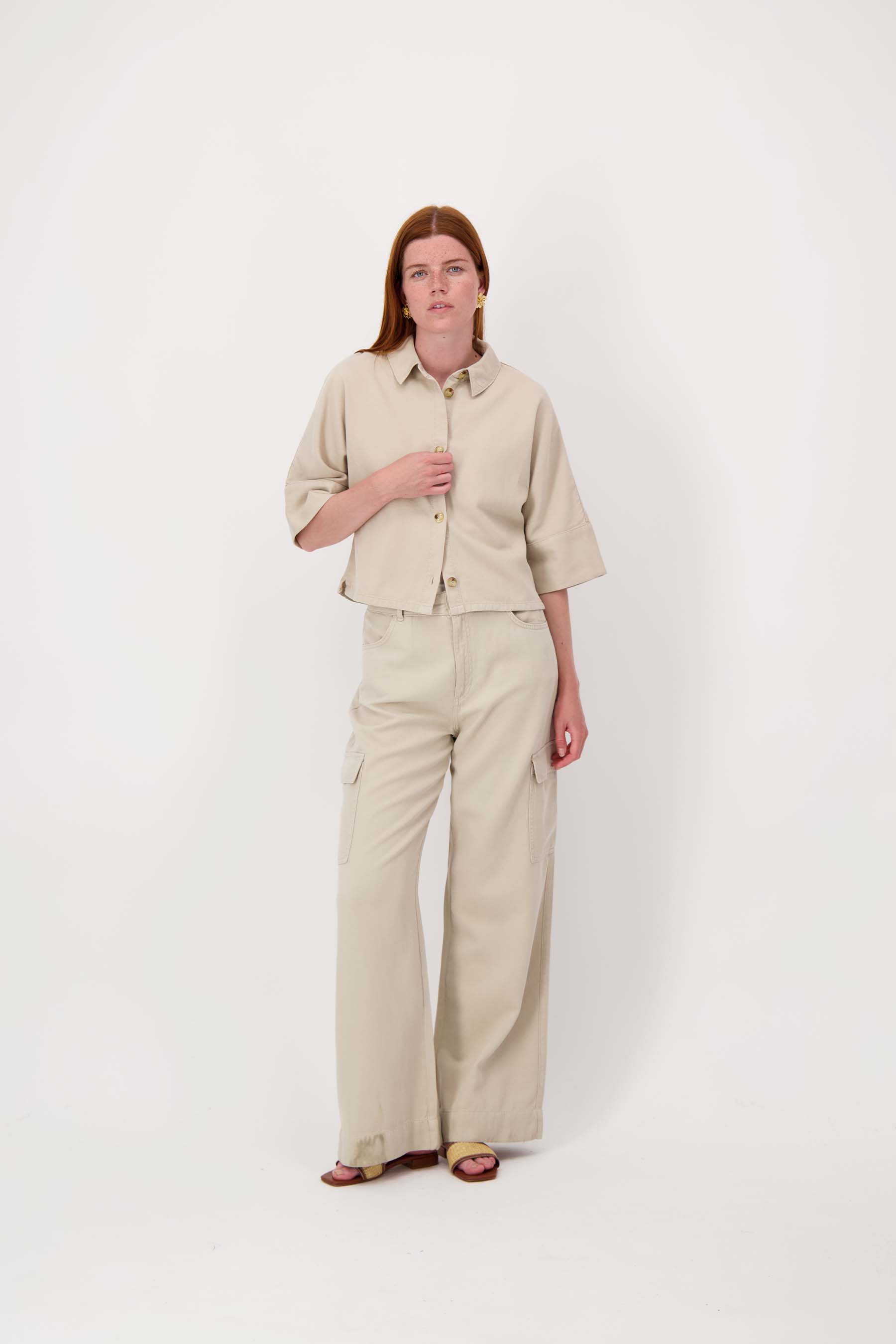 cropped boxy model blouse