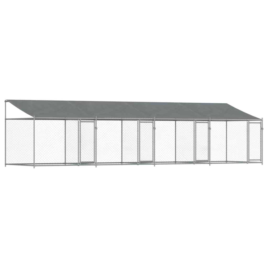 Gaiola para cães vidaXL com teto e portas, aço galvanizado, cinza, 10x2x2 m