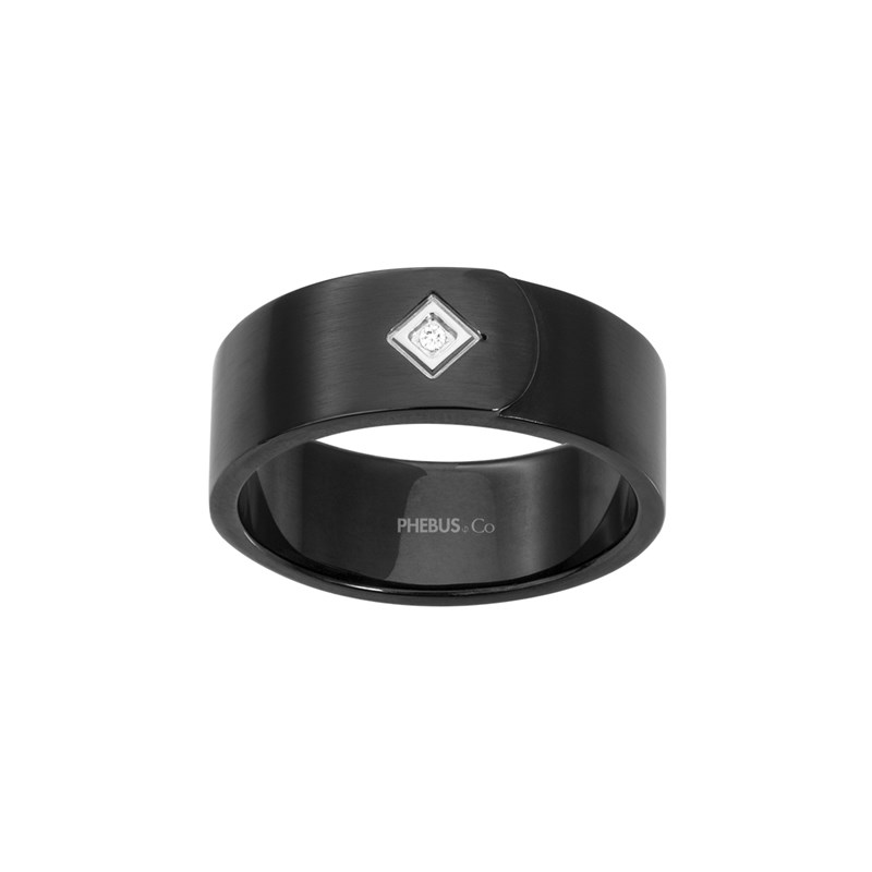 Bague Carl en PVD avec diamant blanc
