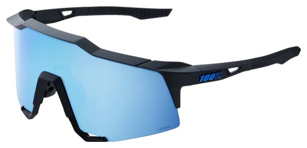 Lunettes 100% Speedcraft Matte Noir- Verres Miroir Multicouche Bleu Hiper