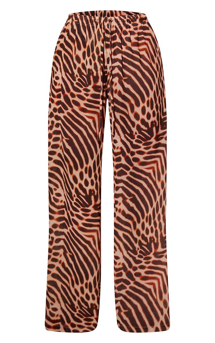 Chocolat Pantalon De Plage Droit À Imprimé Flou