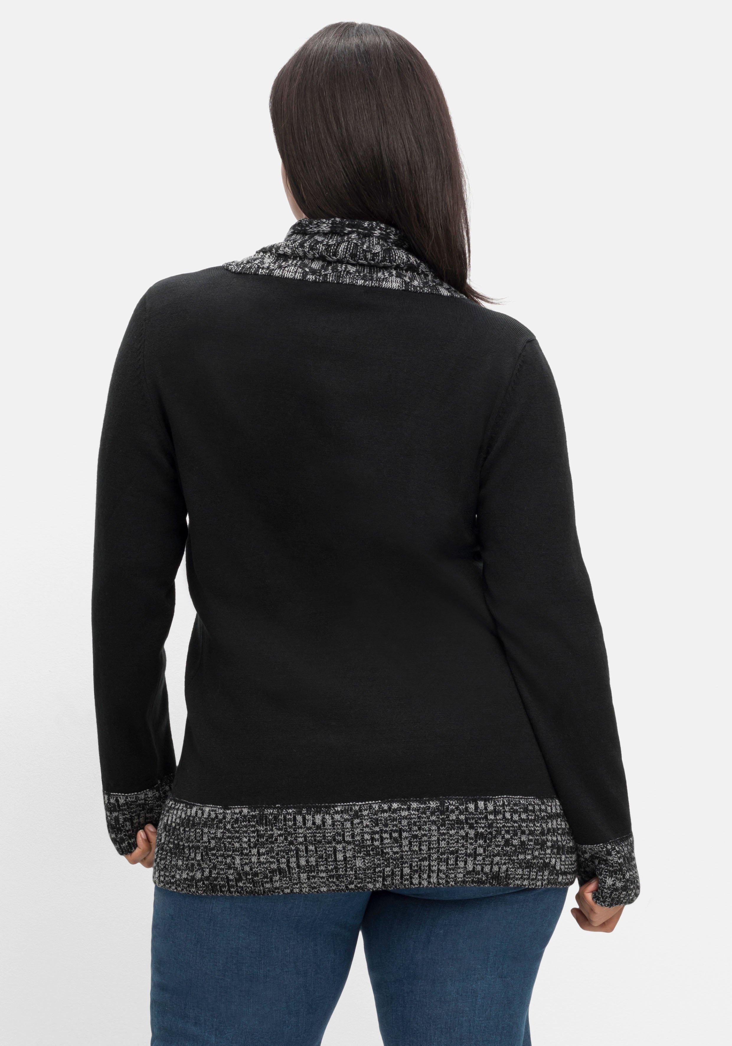 Pullover mit Schalkragen und Grobstrick-Partien