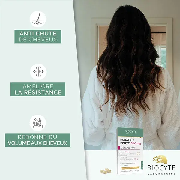 Biocyte Keratin Forte 500mg Antiqueda e Fortalecimento Capilar - 40 cápsulas