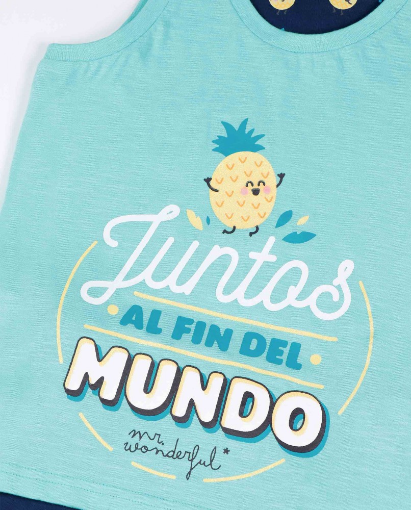 Pijama sem mangas Aznar Innova MR WONDERFUL Pia Azul