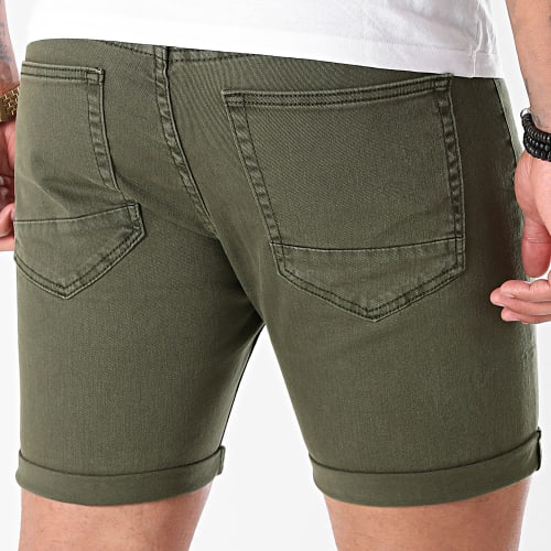 Short Jean Avec Dechirures B156PE21 Vert Kaki