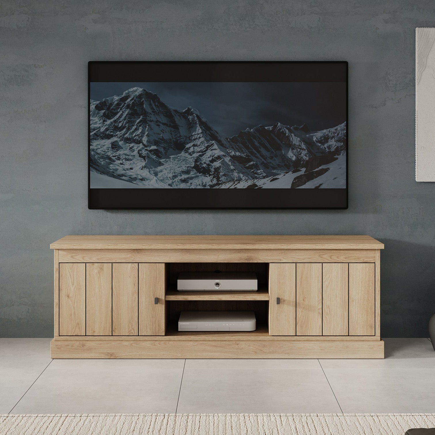 Vince - TV-Meubel met 2 deuren - Eiken - 155 cm