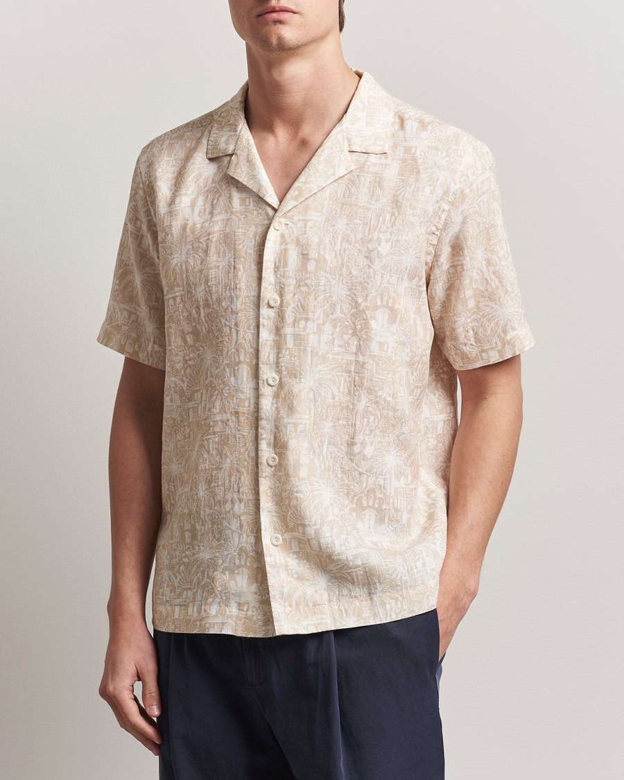 Eton Resort Printed Short Sleeve Shirt Beige