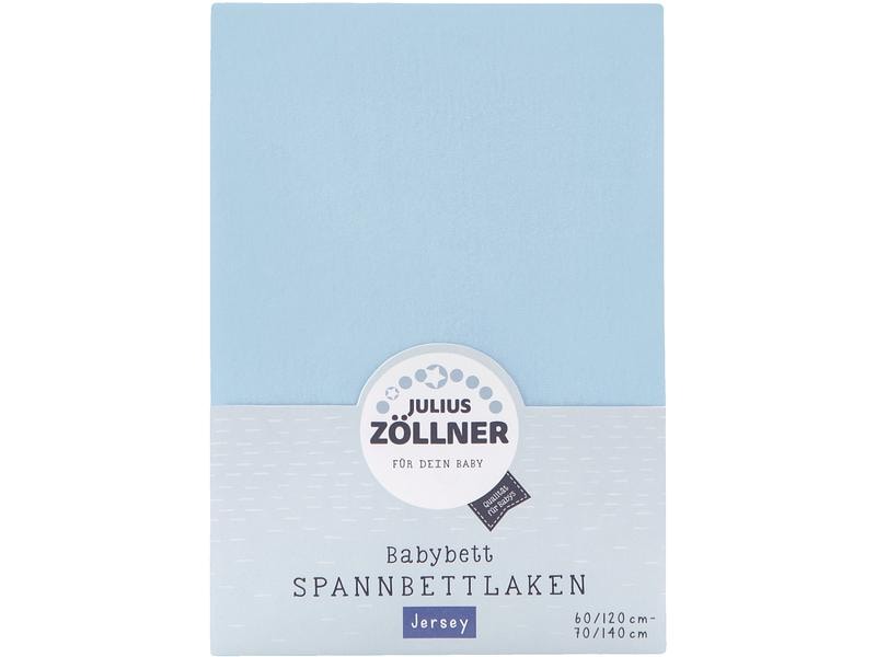 Julius Zöllner Fix-Leintuch Jersey Hellblau 70 x 140 cm Spannbetttuch für Kinderbett