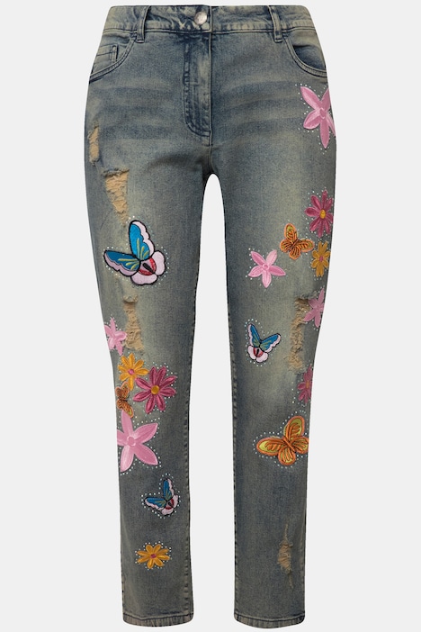 7/8-Slimjeans, schmale Passform, 5-Pocket, Patches