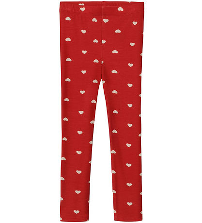 Fliink Leggings - Kelly - Pompeian Red/Beige Herz