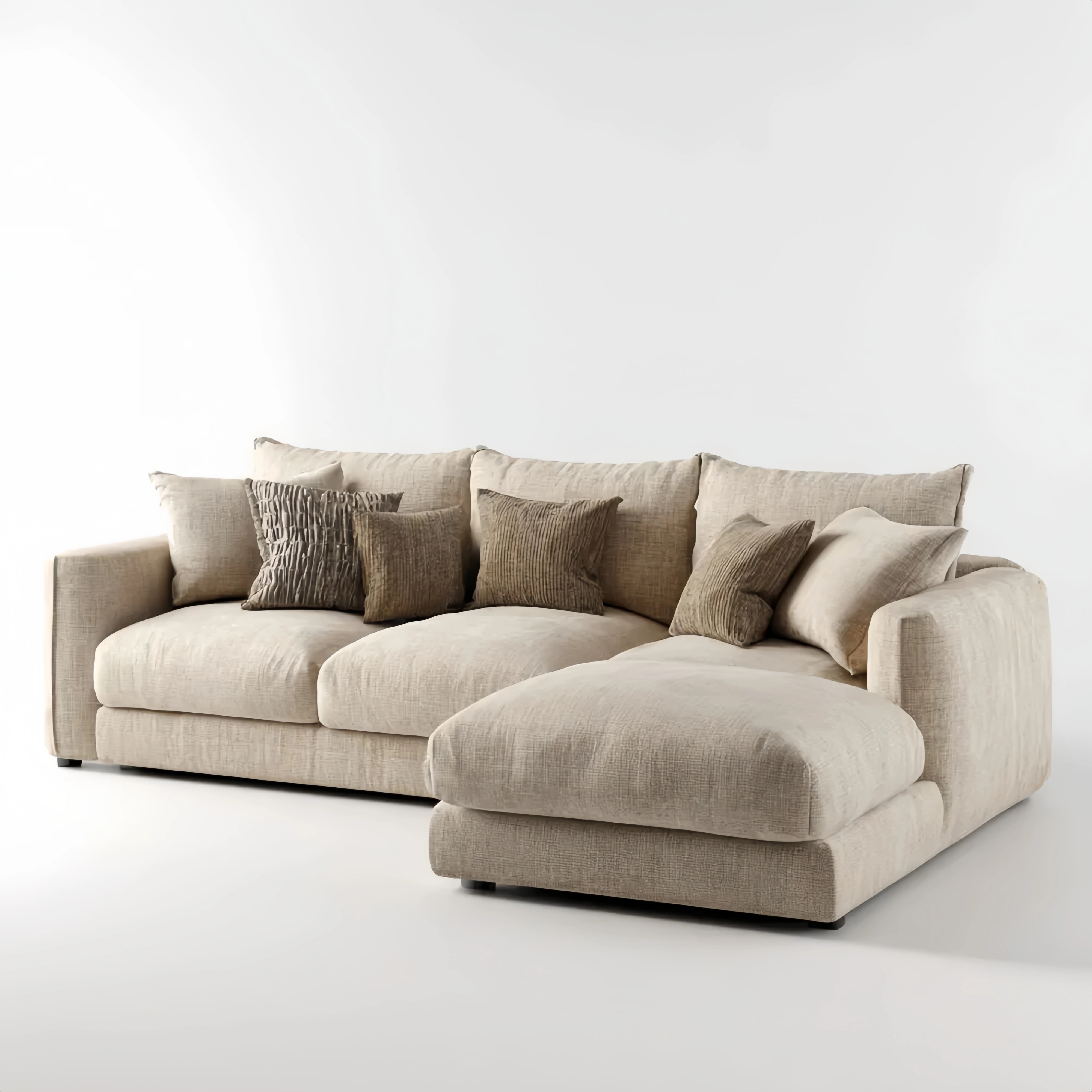 Ecksofa Stoff 270x90x150 cm – Beige – Modernes Design