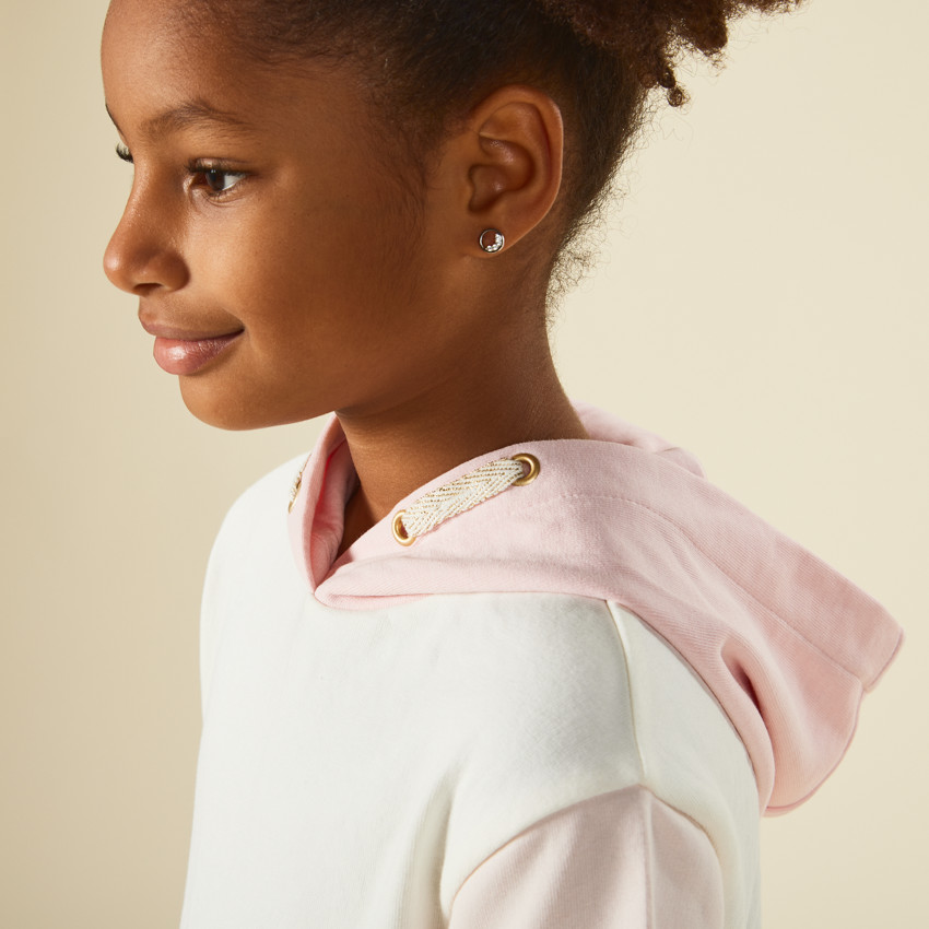 Robe sweat manches courtes en molleton effet color block pour fille