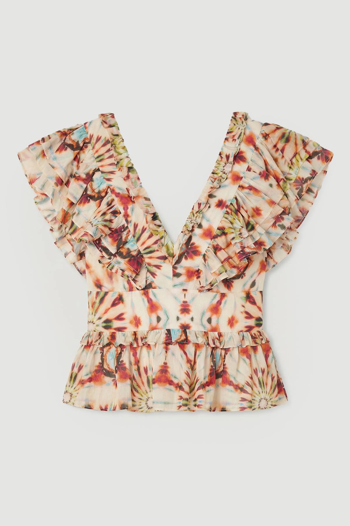 KarenMillen Haut Tissé À Imprimé Carreaux En Soie-coton Avec Détail De Volants