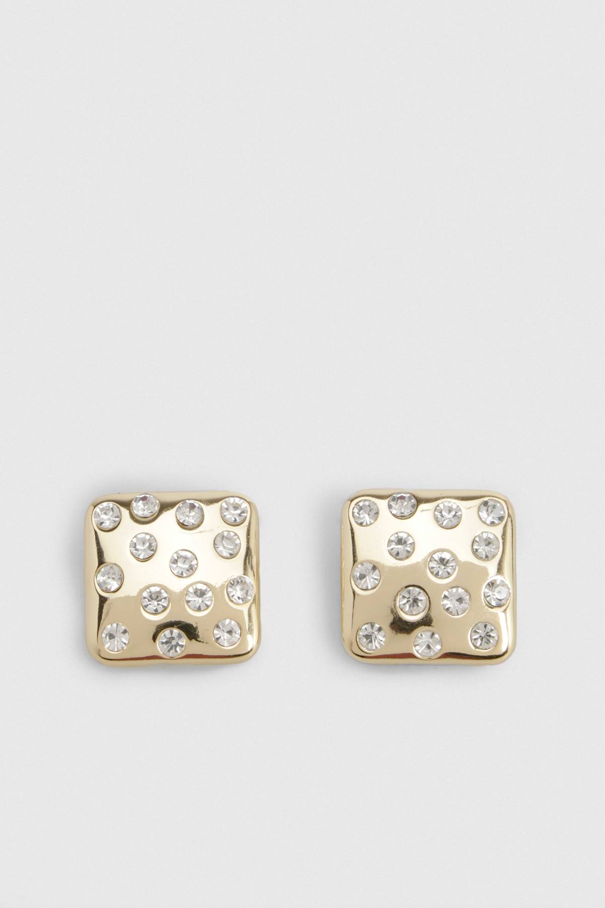 KarenMillen Boucles d'Oreilles synthétiqueces Carrées Ornées de Strass
