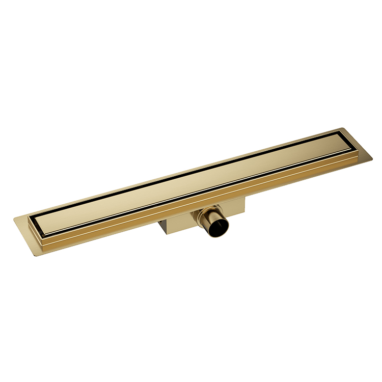 Mueller Gold douchegoot met tegelrooster en flens 80x7cm geborsteld messing