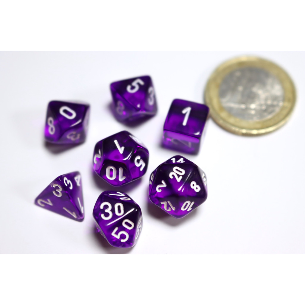 Set de 7 Mini Dés JDR Chessex : Translucent