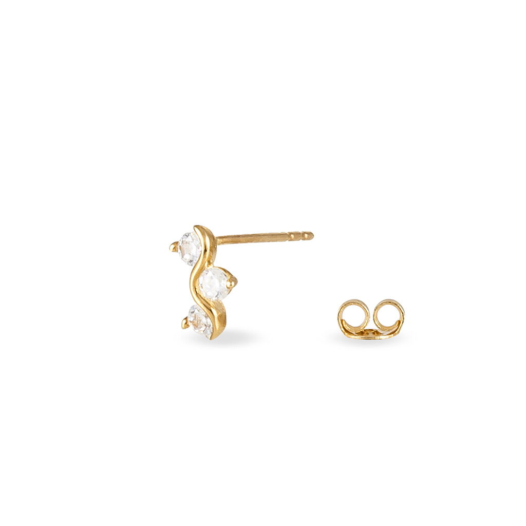 Boucles D'oreilles Puces Mureille Or Jaune Oxyde De Zirconium