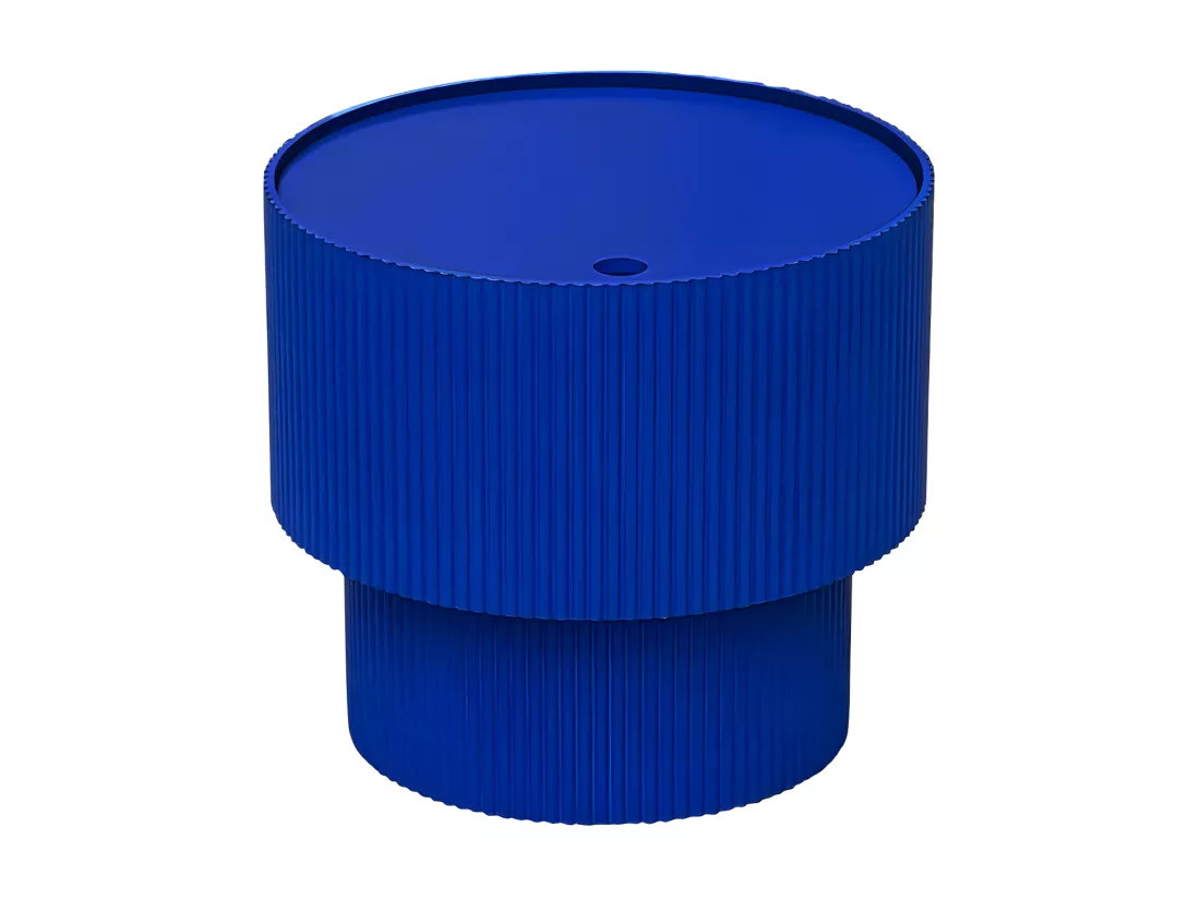 Sand II - Table d'appoint avec rangement en bois ø38,5cm - Bleu électrique