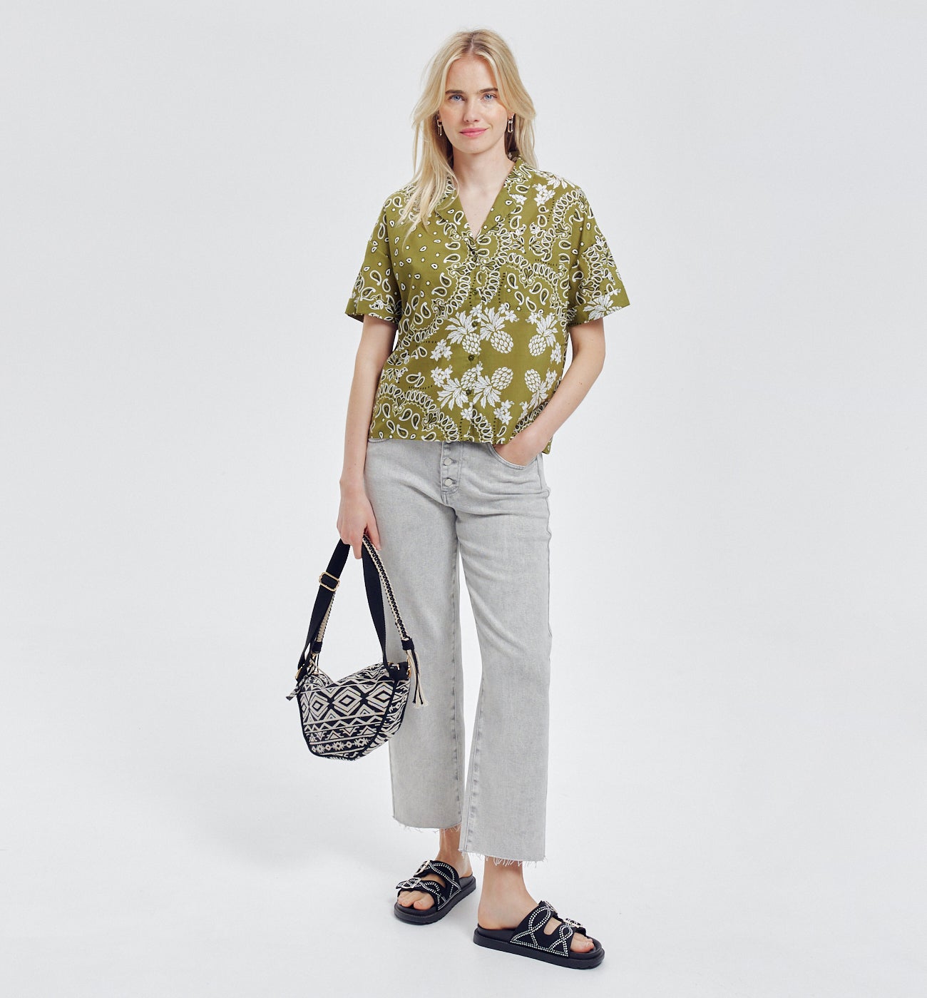 Chemise motif bandana Femme - Imprimé kaki