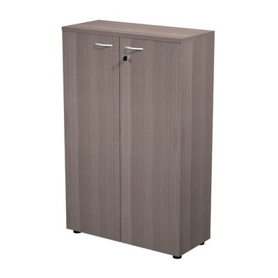 Bibliothèque mi-haute Trend - L80xP35xH120 cm - 2 portes en mélaminé avec serrure - imitation frêne Toscan